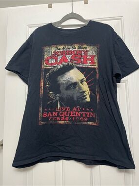 Merch Traffic Johnny Cash Graphic Tee - Black with Red & Cream Print
